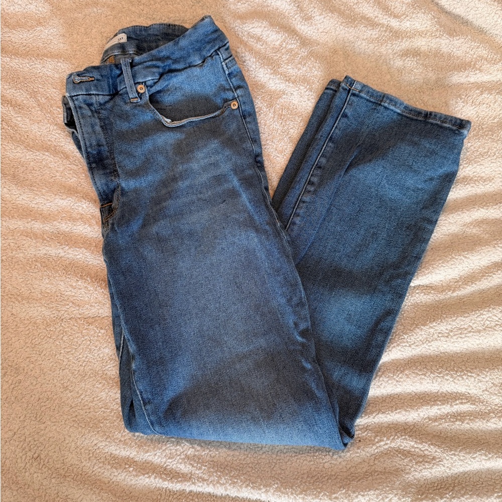 Good American Straight Leg Blue Jeans